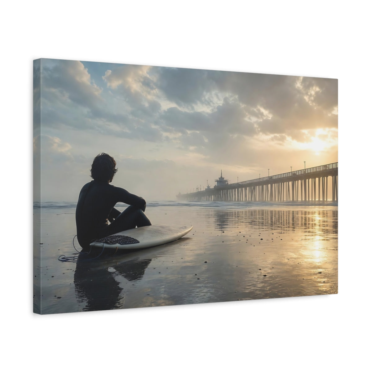 Side Mockup 3. Nature Surfer Golden Sunset shown as canvas print