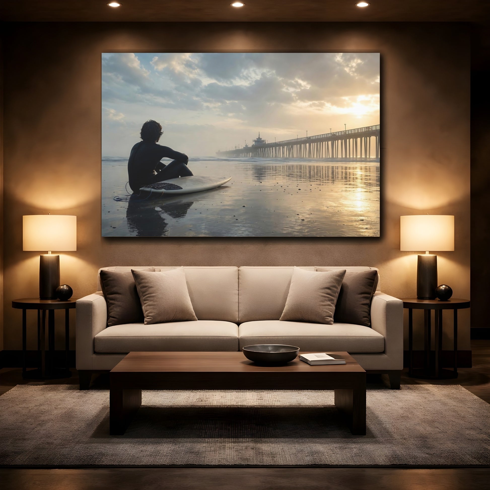 Mockup 2. Nature Surfer Golden Sunset shown as canvas print