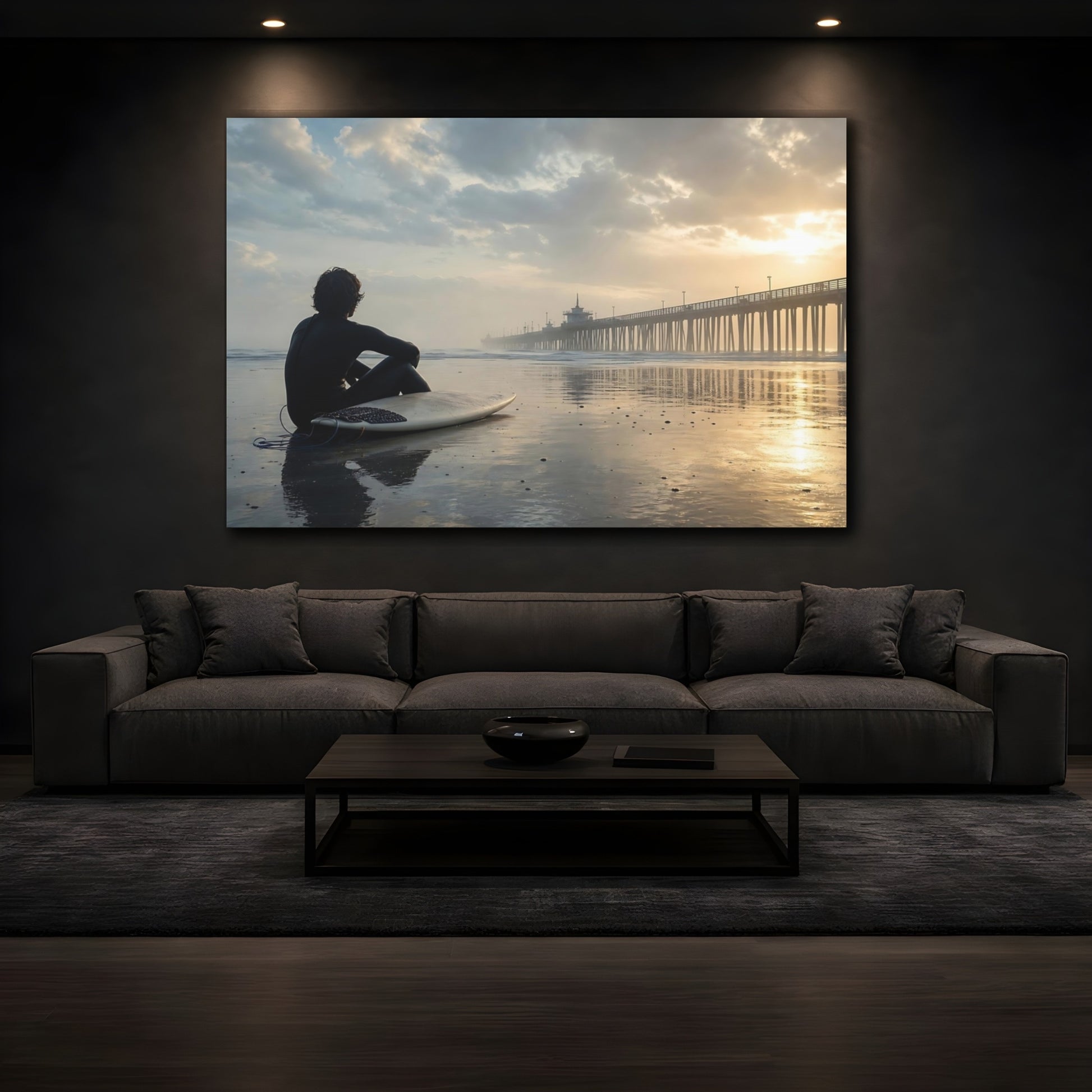 Mockup 3. Nature Surfer Golden Sunset shown as canvas print