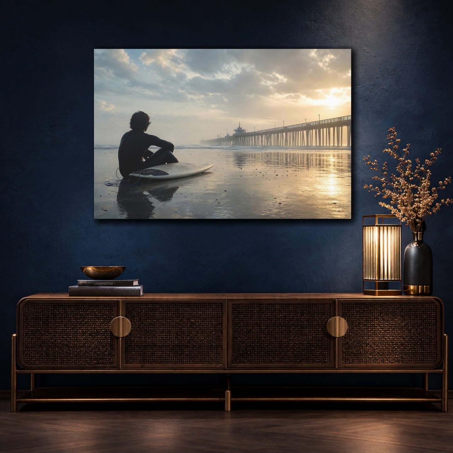 Mockup 4. Nature Surfer Golden Sunset shown as canvas print
