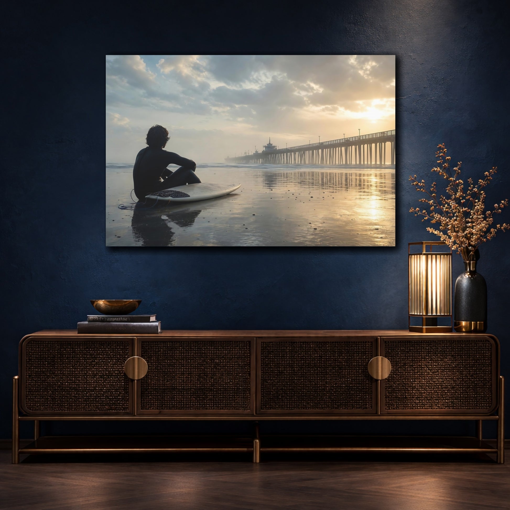 Mockup 4. Nature Surfer Golden Sunset shown as canvas print