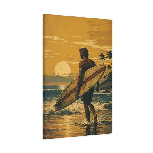 Main Mockup. Nature Surfer Orange And Blue shown as canvas print