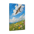 Side Mockup 4. Nature Swallow Blue Sky Meadow shown as stretched canvas wall art