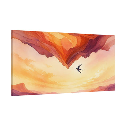 Main Mockup. Nature Swallow Over Canyon shown as canvas print