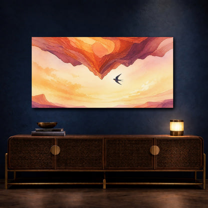Mockup 4. Nature Swallow Over Canyon shown as canvas print