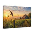 Side Mockup 4. Nature Swallows Golden Swallows shown as stretched canvas wall art