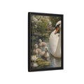 Side Mockup 6. Nature Swan Family White And Green Swans shown as stretched canvas wall art