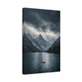 Side Mockup 4. Nature Swans Dark Blue Landscape shown as stretched canvas wall art