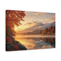 Side Mockup 4. Nature Swans Golden Autumn Landscape shown as stretched canvas wall art