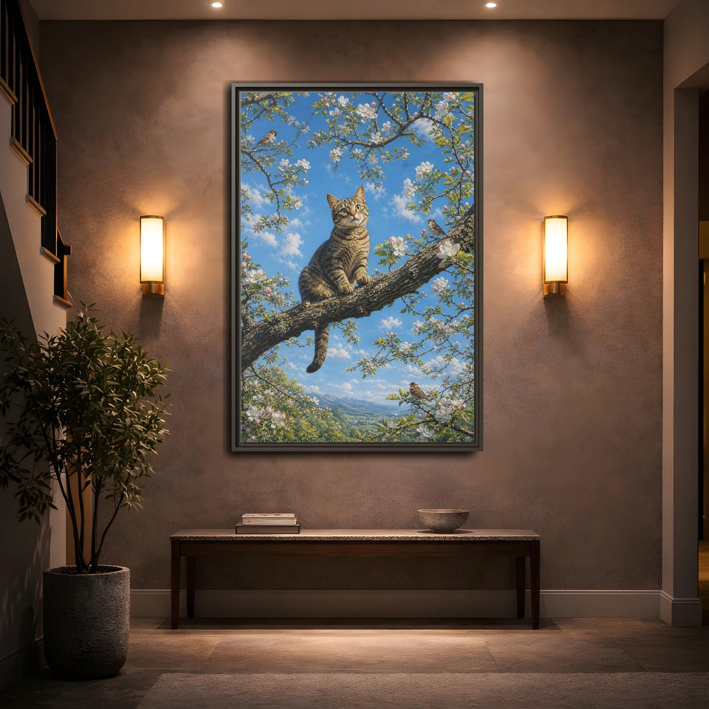 Mockup 2. Nature Tabby Cat Tabby Cat Spring shown as stretched canvas wall art