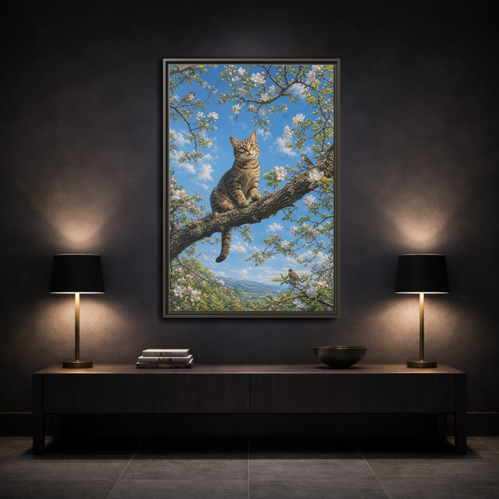 Mockup 3. Nature Tabby Cat Tabby Cat Spring shown as stretched canvas wall art