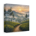 Side Mockup 2. Nature Tea Plantation Green Mountain Landscape shown as stretched canvas wall art