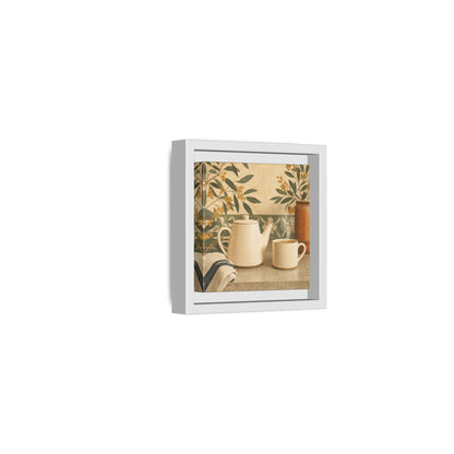 Side Mockup 22. Nature Tea Scene Cream And Green shown as stretched canvas wall art