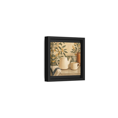 Side Mockup 24. Nature Tea Scene Cream And Green shown as stretched canvas wall art