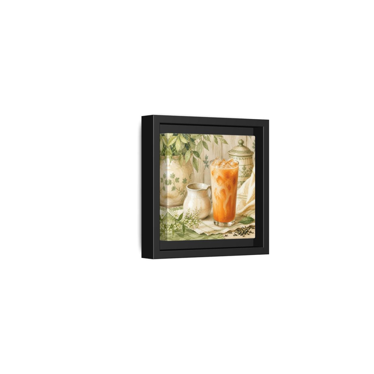 Side Mockup 24. Nature Thai Tea Orange And Green shown as stretched canvas wall art