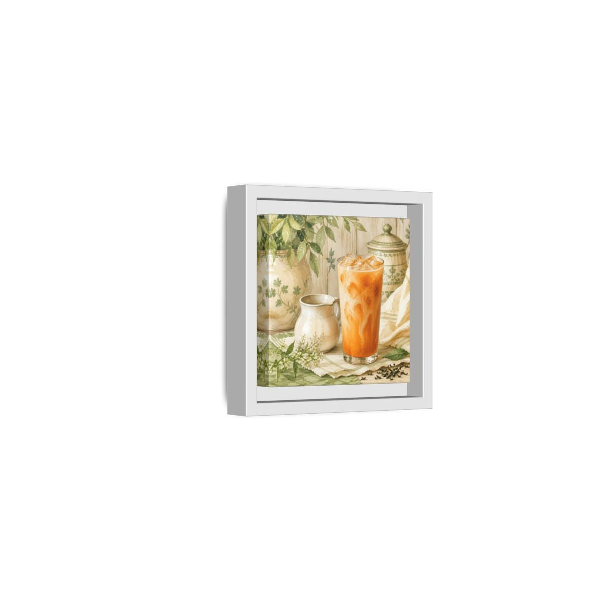 Side Mockup 22. Nature Thai Tea Orange And Green shown as stretched canvas wall art