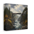 Side Mockup 2. Nature Train On Bridge Dramatic Train shown as stretched canvas wall art