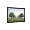 Side Mockup 6. Nature Tree Avenue Green And Gray Mist shown as stretched canvas wall art