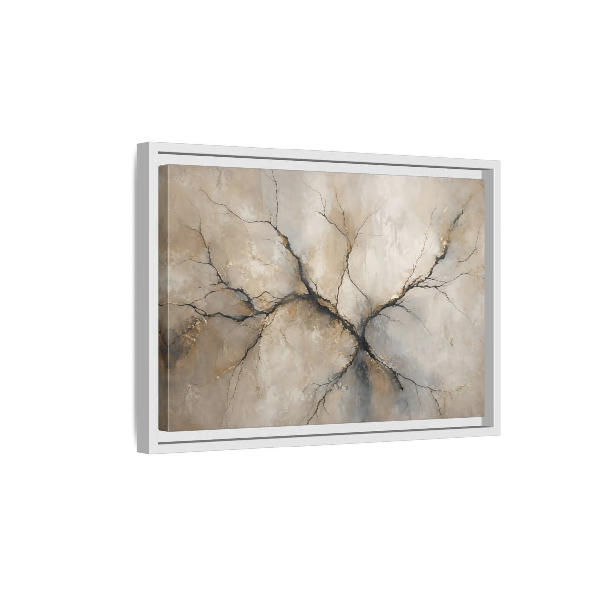 Side Mockup 4. Nature Tree Branches Neutral Gold shown as stretched canvas wall art