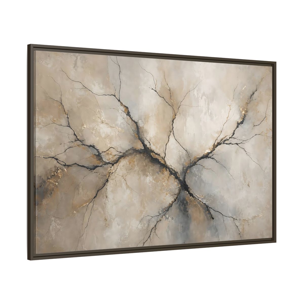 Side Mockup 8. Nature Tree Branches Neutral Gold shown as stretched canvas wall art