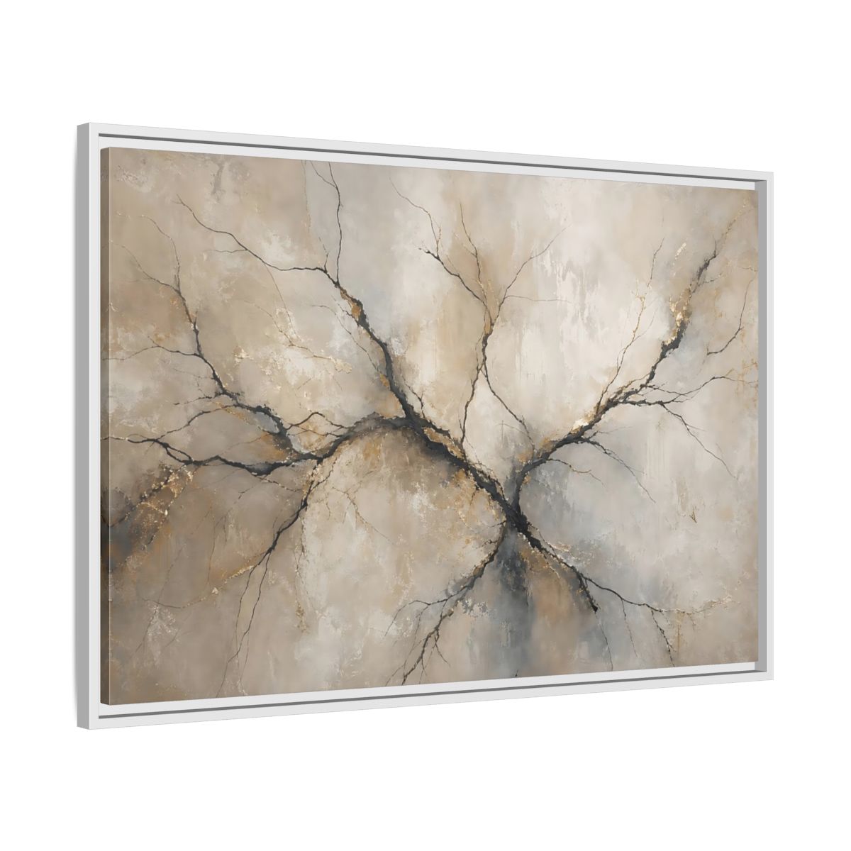 Side Mockup 9. Nature Tree Branches Neutral Gold shown as stretched canvas wall art