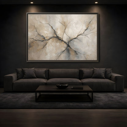 Mockup 3. Nature Tree Branches Neutral Gold shown as stretched canvas wall art