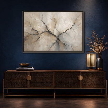 Mockup 4. Nature Tree Branches Neutral Gold shown as stretched canvas wall art