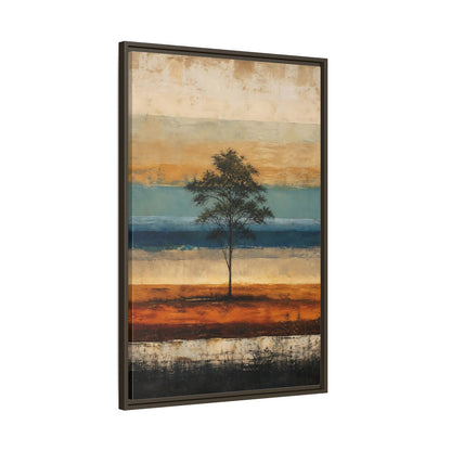 Main Mockup. Nature Tree Brown And Blue Landscape shown as stretched canvas wall art