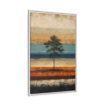 Side Mockup 9. Nature Tree Brown And Blue Landscape shown as stretched canvas wall art