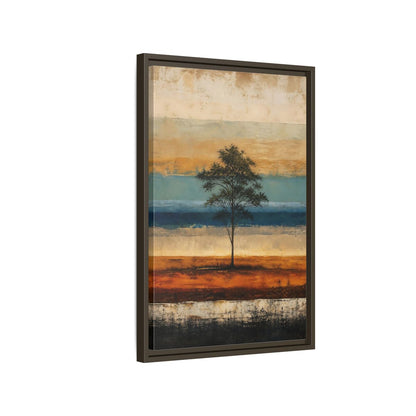 Side Mockup 2. Nature Tree Brown And Blue Landscape shown as stretched canvas wall art