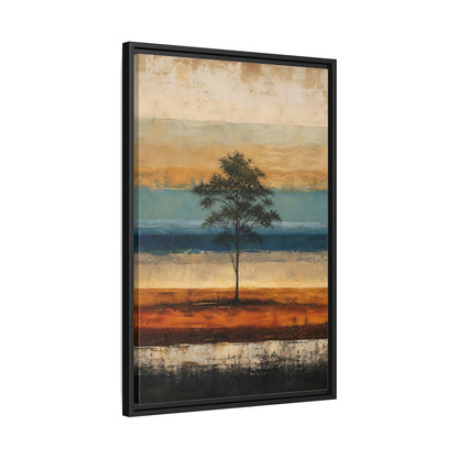 Side Mockup 14. Nature Tree Brown And Blue Landscape shown as stretched canvas wall art