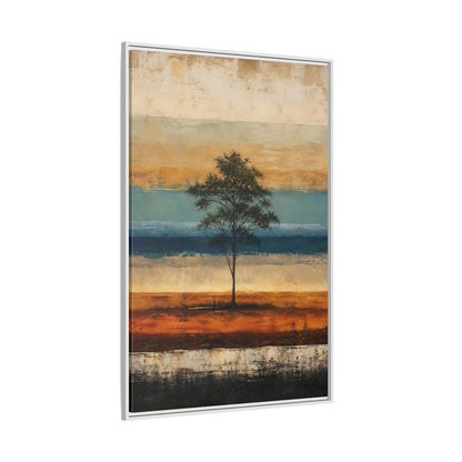 Side Mockup 7. Nature Tree Brown And Blue Landscape shown as stretched canvas wall art