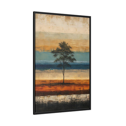 Side Mockup 12. Nature Tree Brown And Blue Landscape shown as stretched canvas wall art