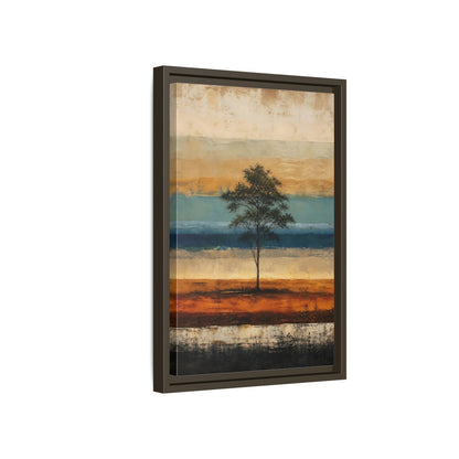 Side Mockup 5. Nature Tree Brown And Blue Landscape shown as stretched canvas wall art