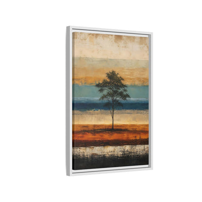 Side Mockup 1. Nature Tree Brown And Blue Landscape shown as stretched canvas wall art