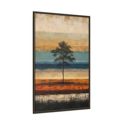 Side Mockup 8. Nature Tree Brown And Blue Landscape shown as stretched canvas wall art