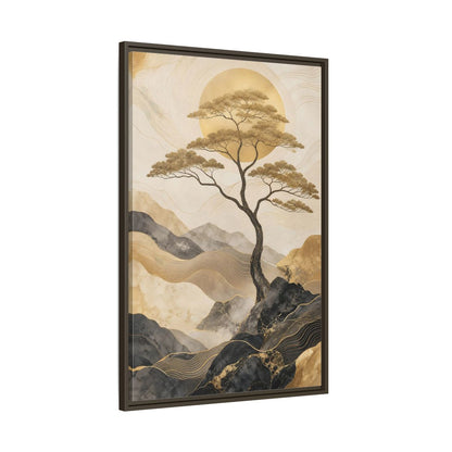 Nature Tree Gold and Black Framed Canvas Wall Art - Living Room, Above Sofa shown as canvas wall art