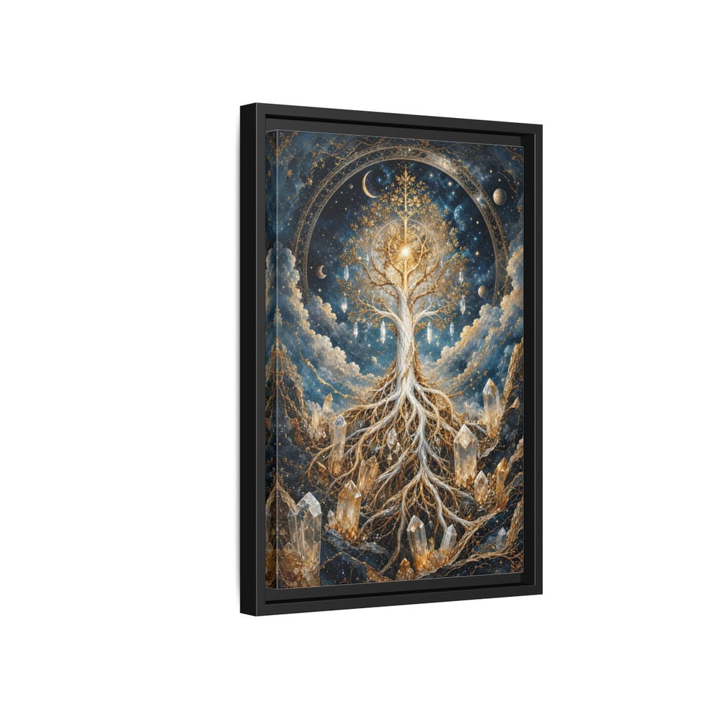 Side Mockup 6. Nature Tree Of Life Gold And Blue Tree shown as stretched canvas wall art