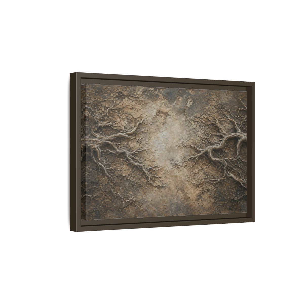 Side Mockup 5. Nature Tree Roots Earthy Brown Texture shown as stretched canvas wall art