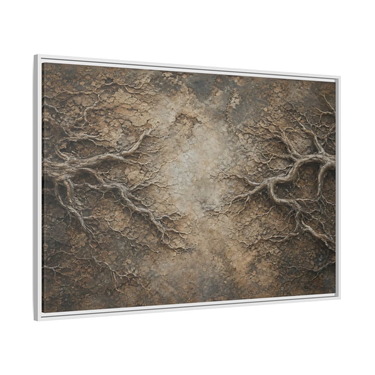 Side Mockup 7. Nature Tree Roots Earthy Brown Texture shown as stretched canvas wall art