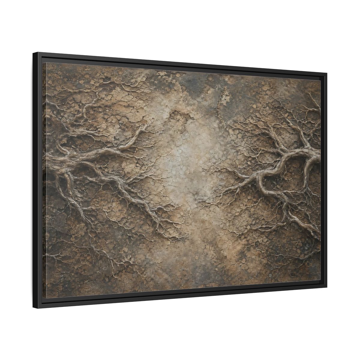 Side Mockup 13. Nature Tree Roots Earthy Brown Texture shown as stretched canvas wall art