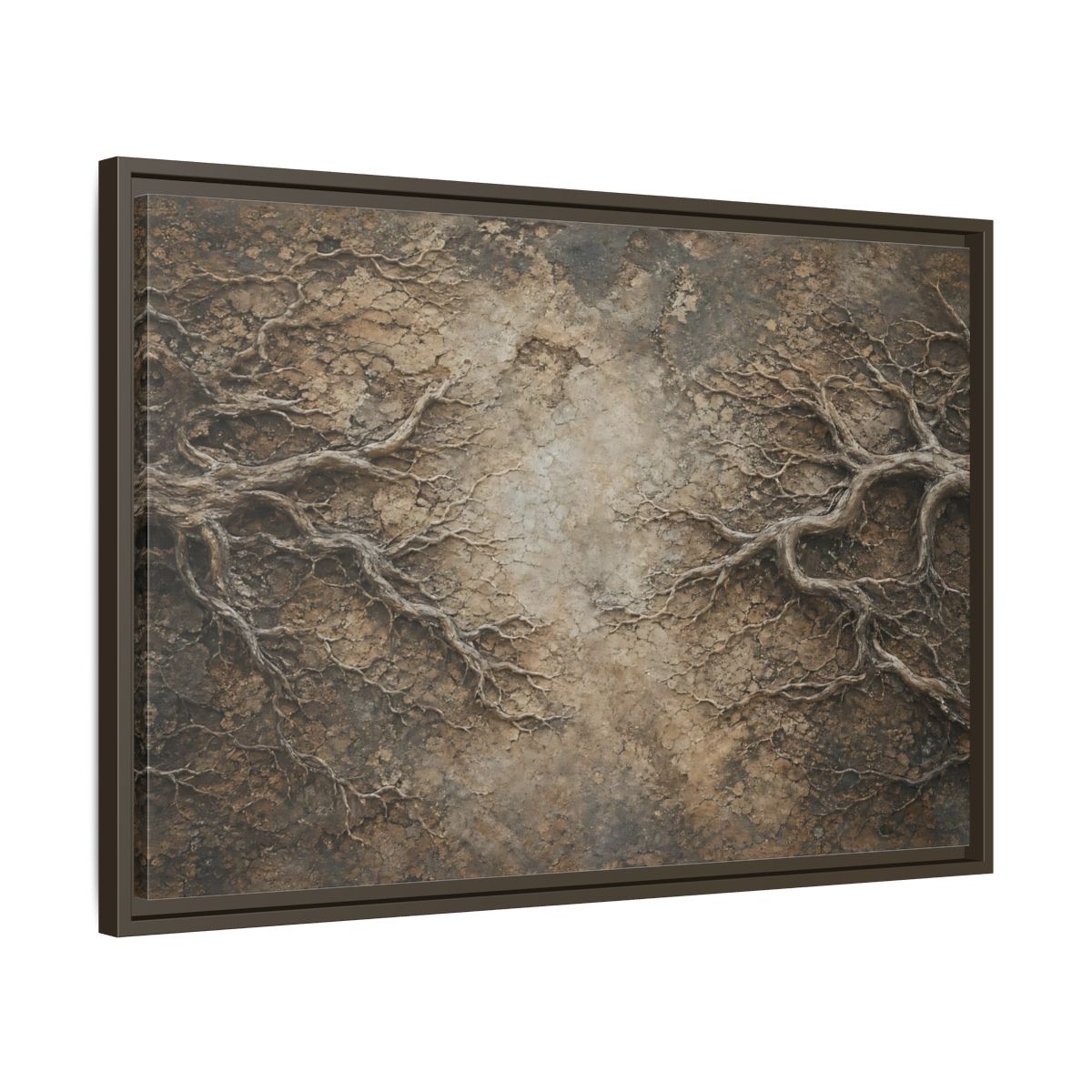 Side Mockup 11. Nature Tree Roots Earthy Brown Texture shown as stretched canvas wall art