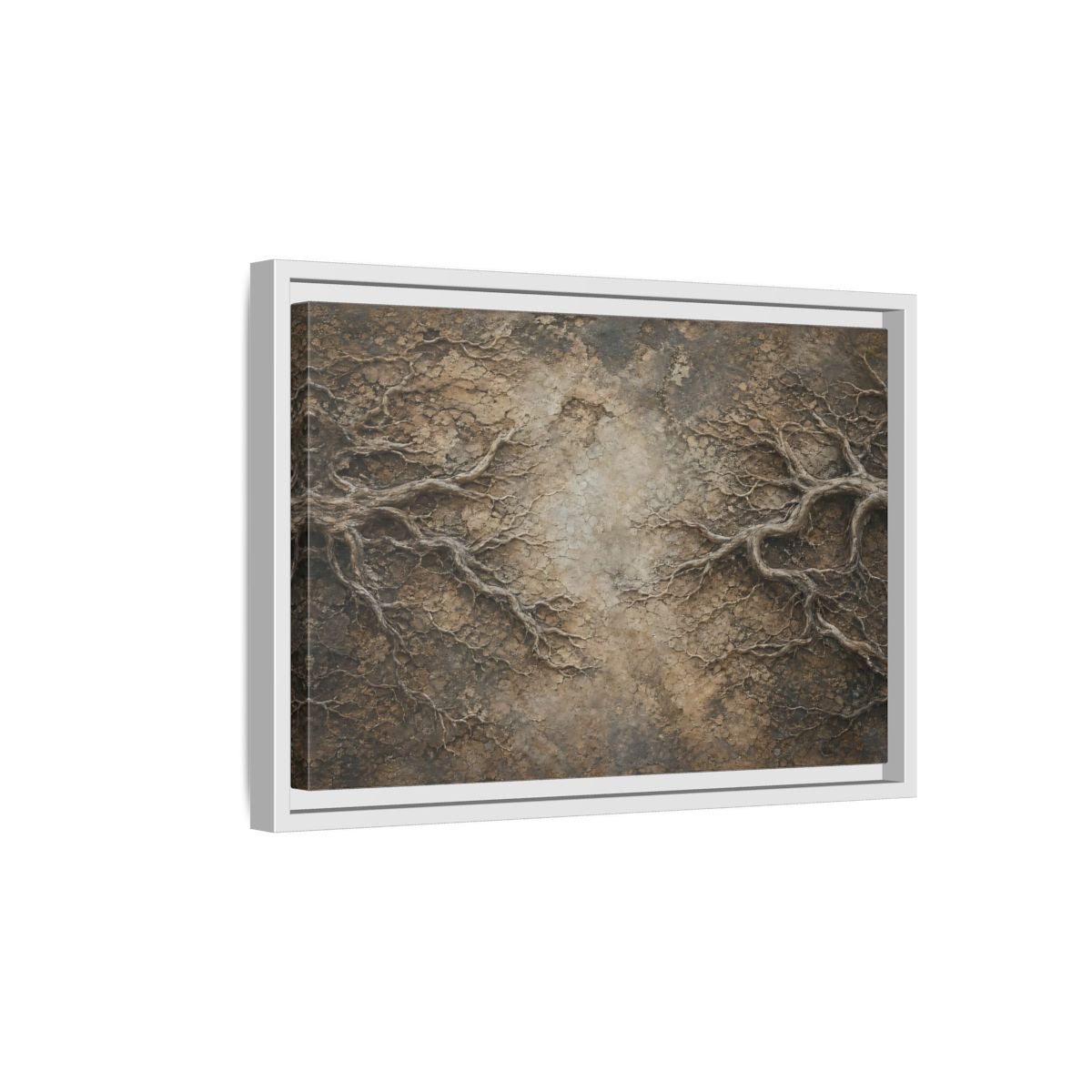 Side Mockup 4. Nature Tree Roots Earthy Brown Texture shown as stretched canvas wall art