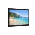 Side Mockup 6. Nature Tropical Beach Blue Green Beach shown as stretched canvas wall art