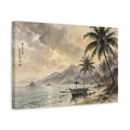 Side Mockup 4. Nature Tropical Beach Brown And Grey shown as stretched canvas wall art
