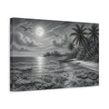 Side Mockup 4. Nature Tropical Beach Monochrome Tropical shown as stretched canvas wall art
