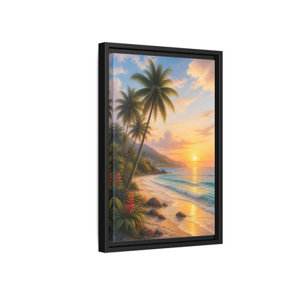 Side Mockup 6. Nature Tropical Beach Tropical Sunset shown as stretched canvas wall art