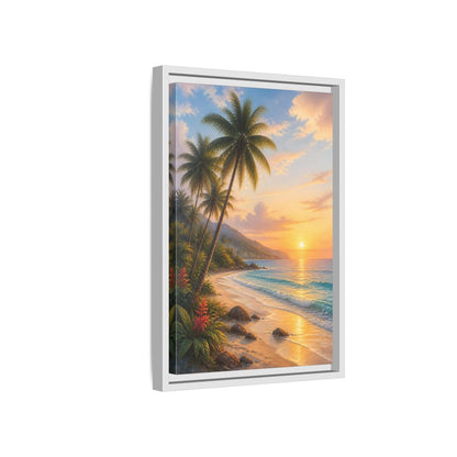 Side Mockup 4. Nature Tropical Beach Tropical Sunset shown as stretched canvas wall art