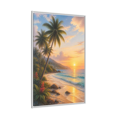 Side Mockup 7. Nature Tropical Beach Tropical Sunset shown as stretched canvas wall art
