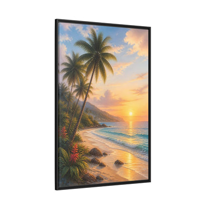 Side Mockup 12. Nature Tropical Beach Tropical Sunset shown as stretched canvas wall art